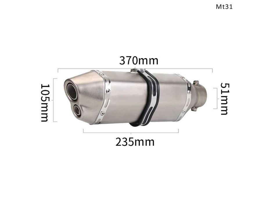 Evacuare AKRAPOVIC, toba sport pentru motocicleta 370mm, metal gri