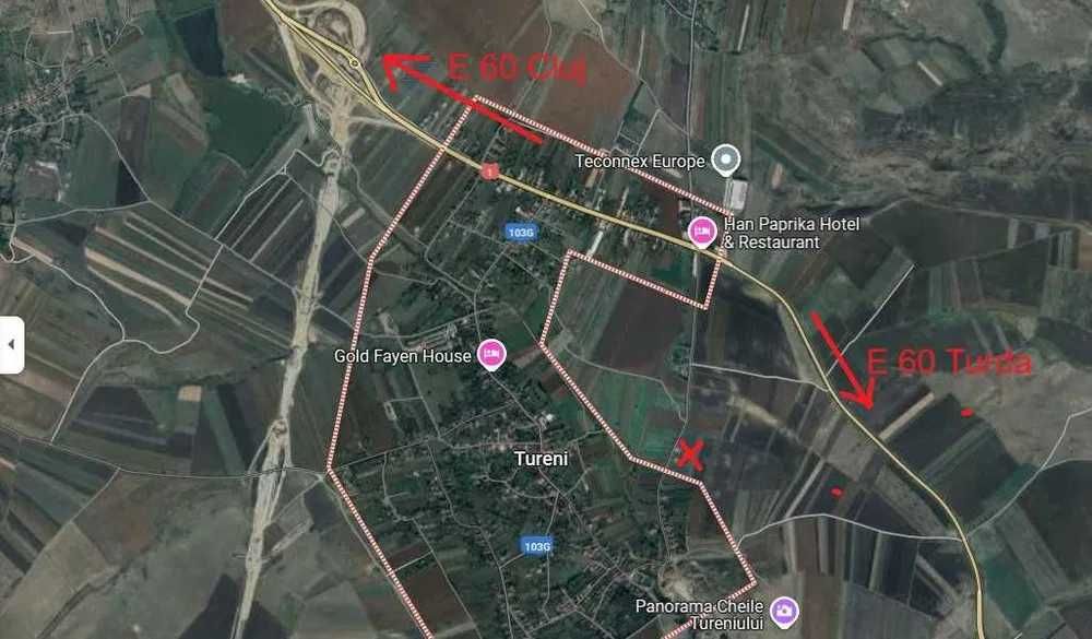 Tureni E60 Teren vanzare constructii Intravilan 1540m²
