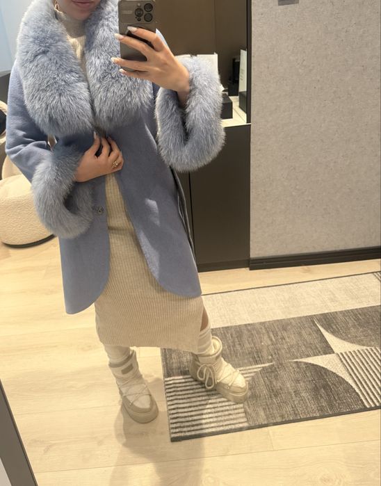 Palton alpaca blana naturala