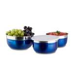 Set 3 boluri din inox cu capace ermetice depozitare alimente albastru