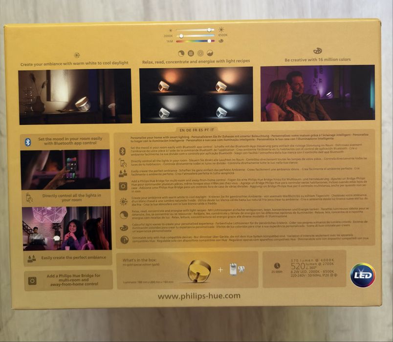 Lampa LED RGB inteligenta Philips Hue Iris, Gold *NOUA*