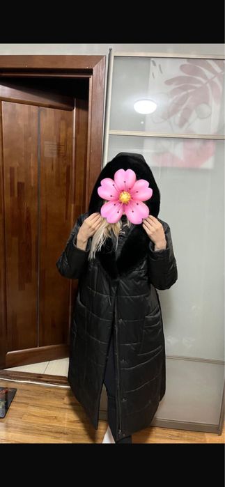 Стегонное пальто с норкой