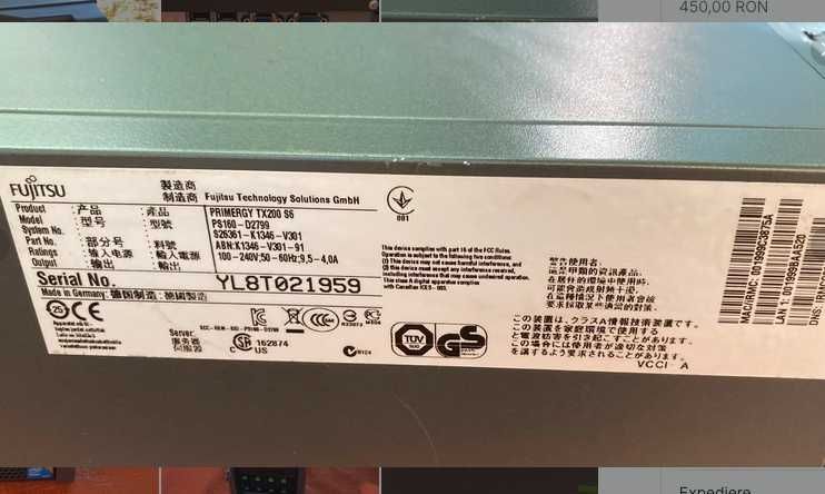 Server Fujitsu Primergy TX200 S6 tower