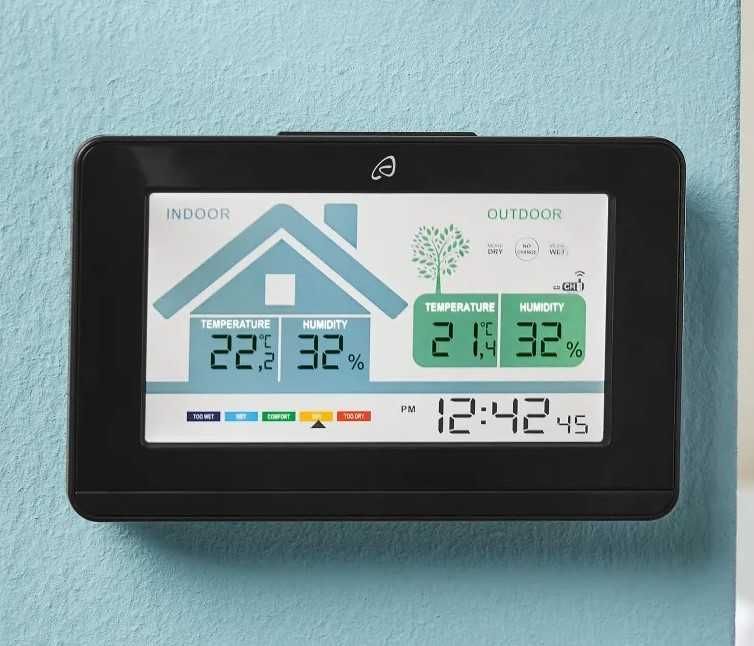 Ceas cu termometru, higrometru interior exterior, alarma, TOUCHSCREEN