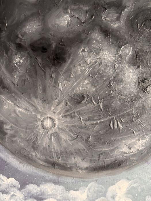 Tablou ulei Luna abstract 70x70 cm cu sasiu 4cm