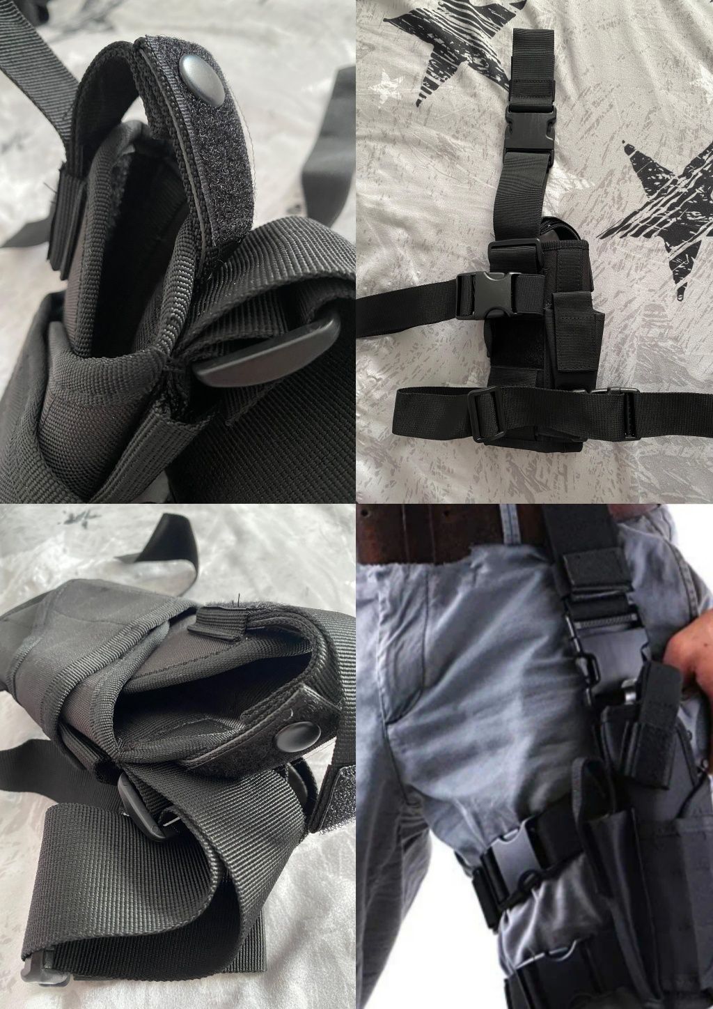 Toc tactic pentru pistol, stângaci, negru.