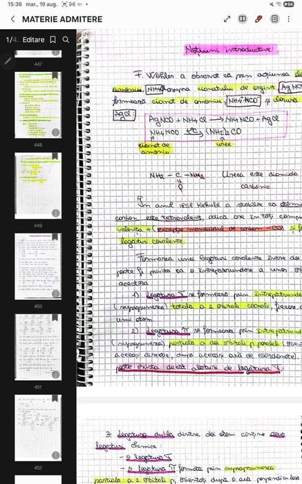 Vând notițe la chimie pentru admiterea la medicină