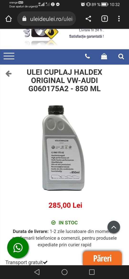 Vând ulei cuplaj Haldex Vw Audi original