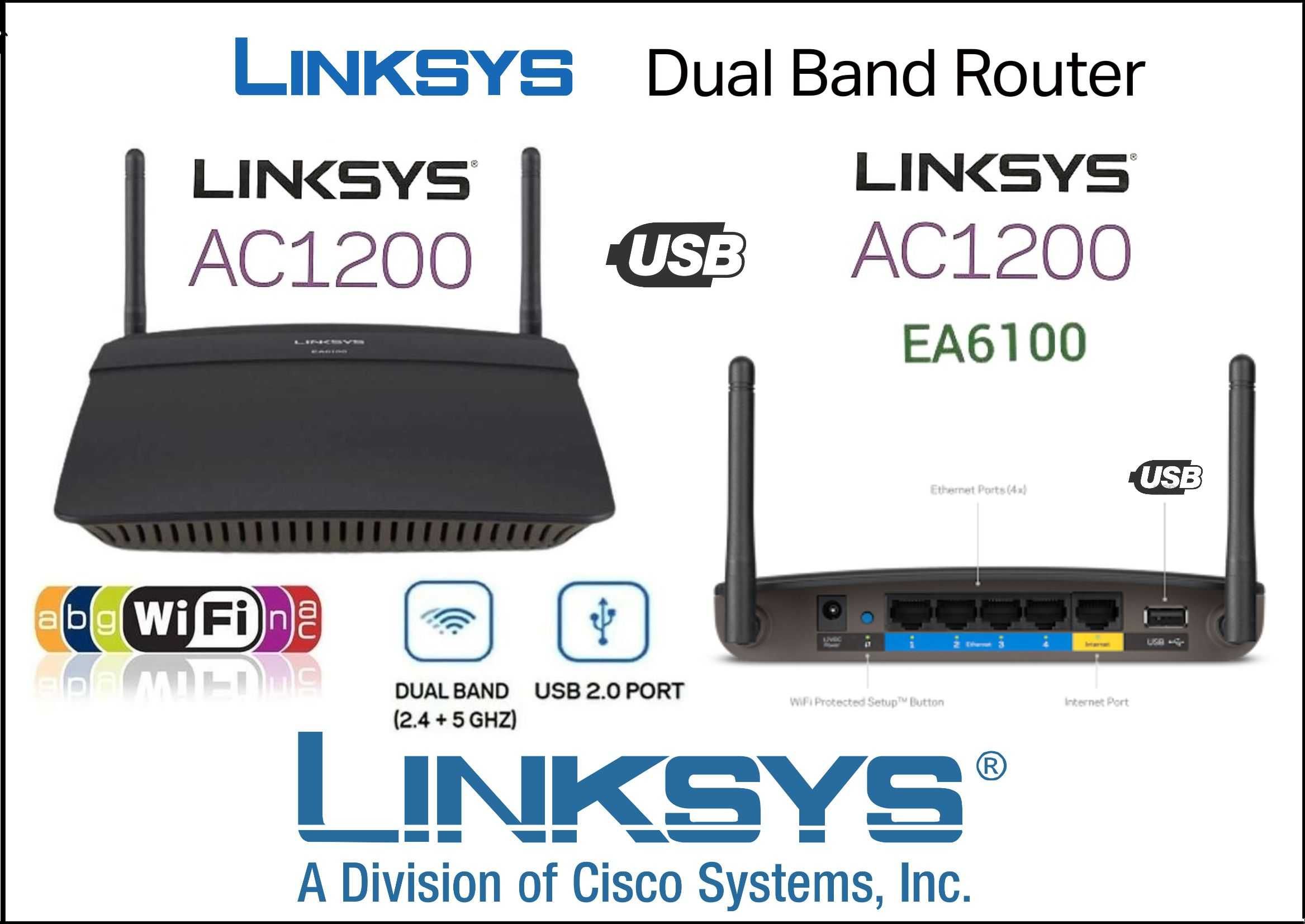Linksys EA6100 AC1200 Dual-Band Smart Wi-Fi с USB порт