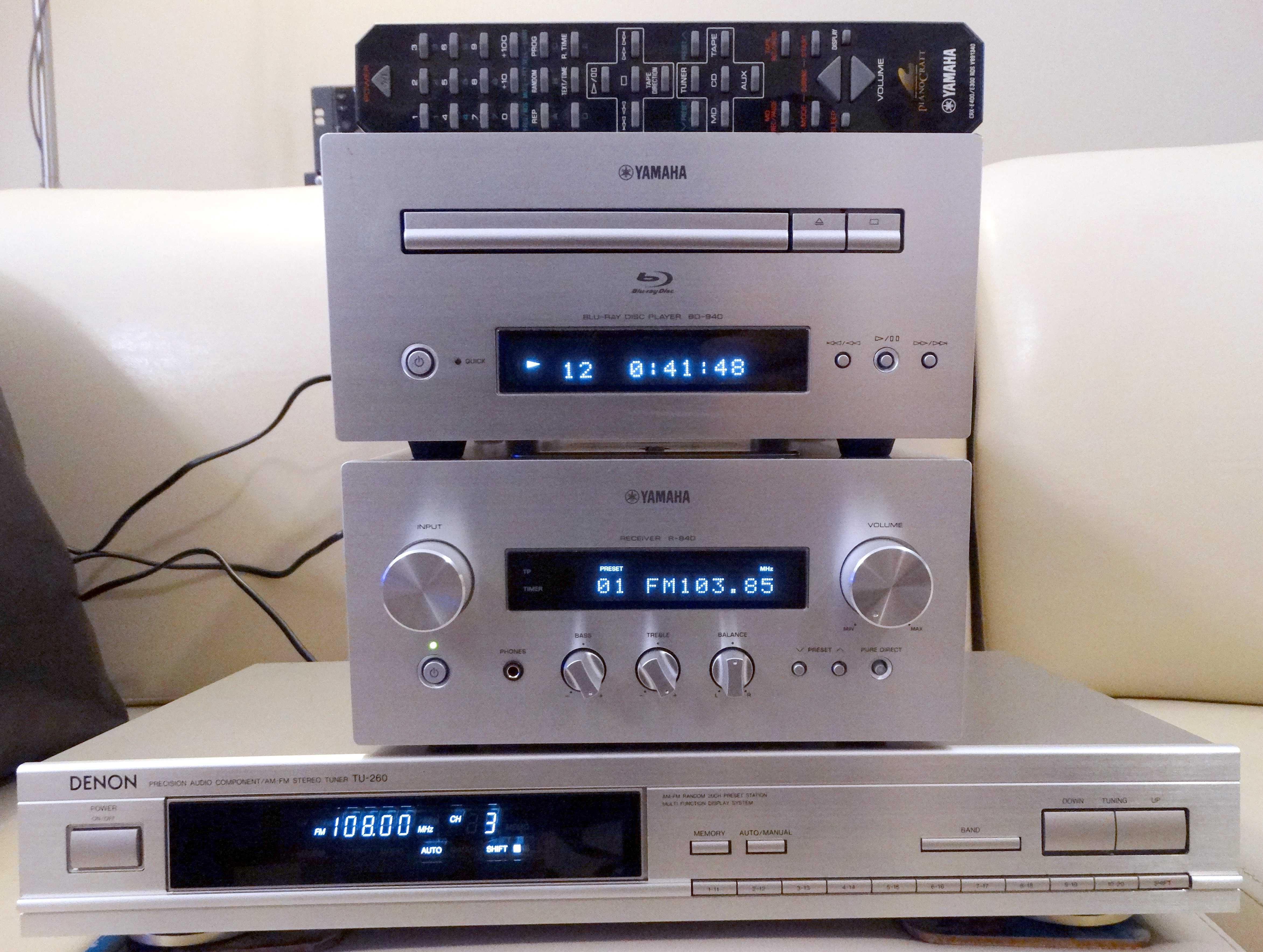 Receiver amplituner  Denon DRA-F 101 ,Receiver Yamaha R 840,TunerDenon