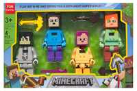 Set 4 figurine Minecraft cu ceas si accesorii incluse, 10 cm