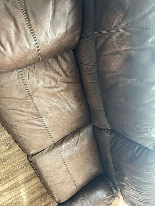 Кожен диван с кресло. естествена кожа!!!