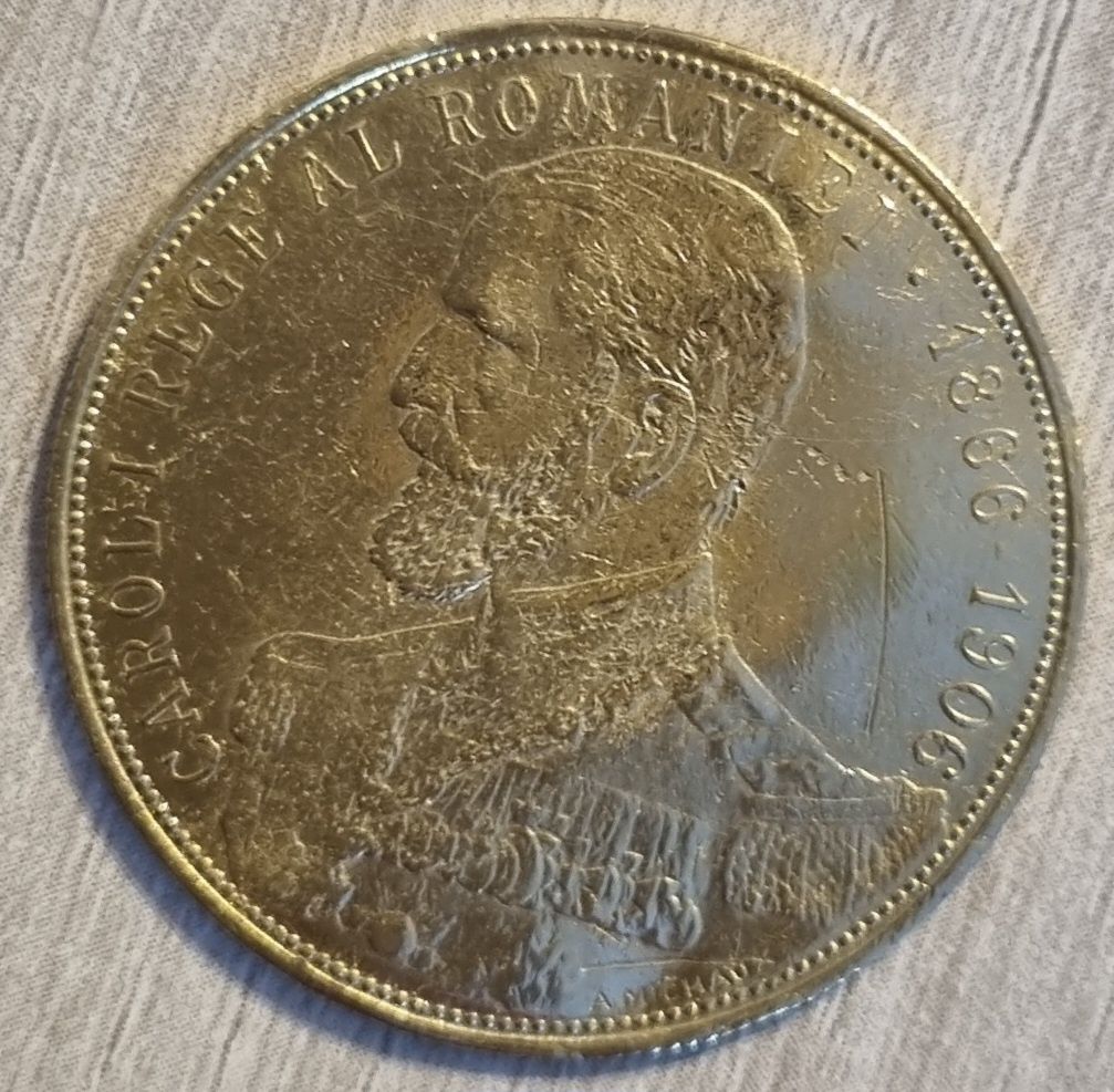 Moneda aur 25 lei 1906 Carol I