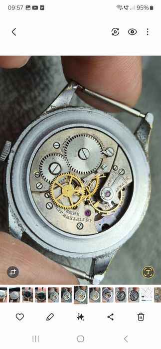 Ultim pret..Movado 1940s, black dial gilt, military