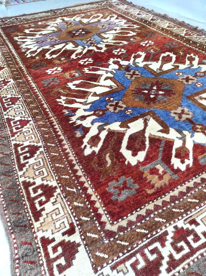 Covor persan tradițional, Kars-Kazak, lucrat manual, 245x163cm.