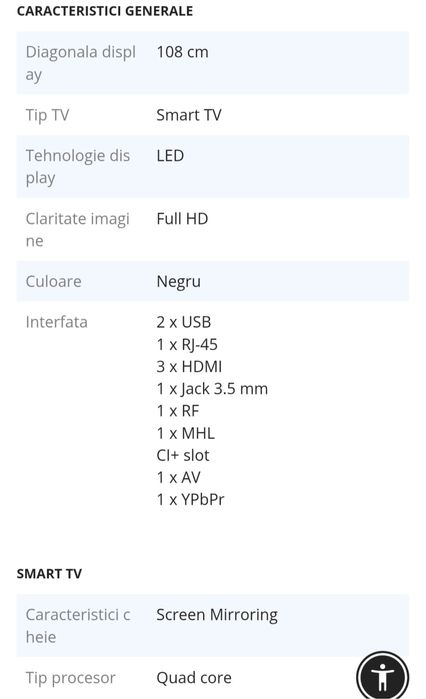 Vand tv Samsung smart 108cm Led