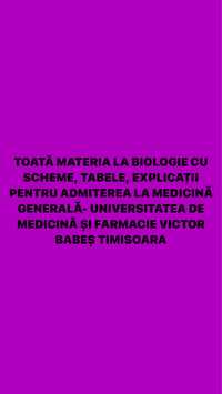 toate lectiile la biologie pentru admitere UMFT medicina generala