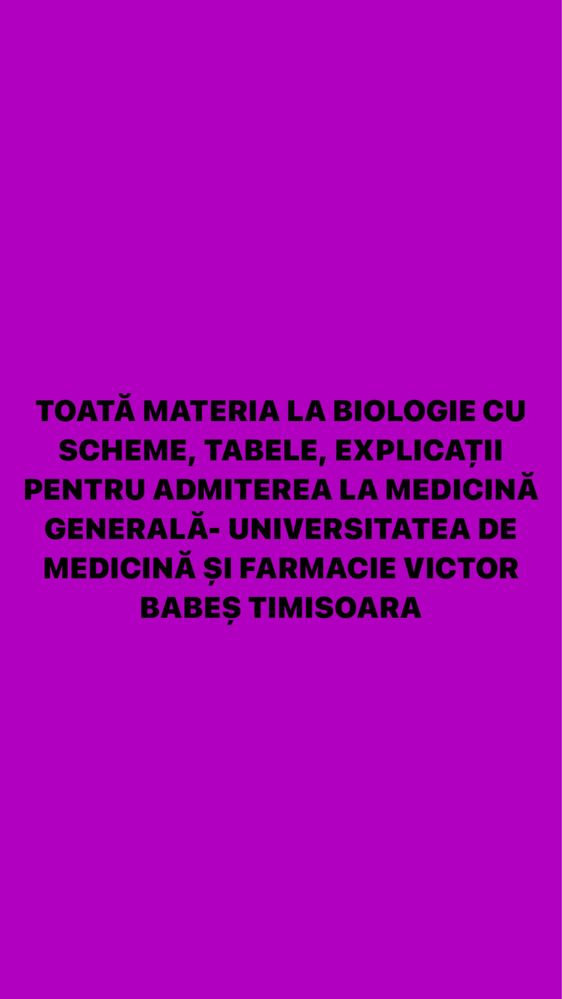 toate lectiile la biologie pentru admitere UMFT medicina generala