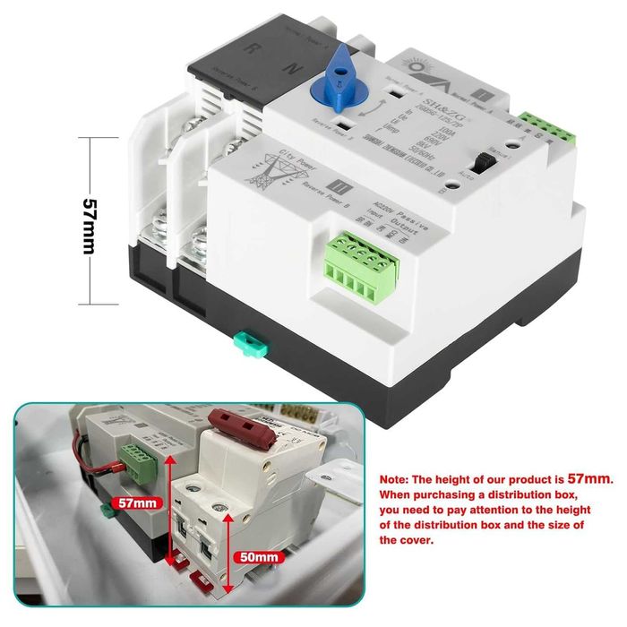 Comutator de transfer automat,ATS fotovoltaic,100A/2P,220V