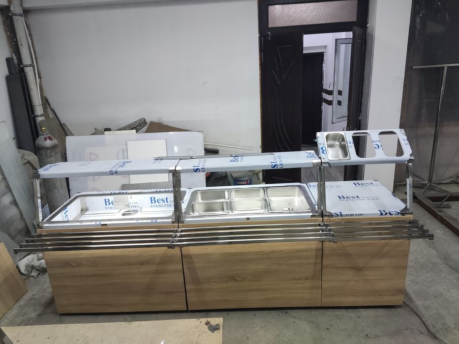 линия раздача, мармит из нержавейки для второго блюд 8 емкостной, дове