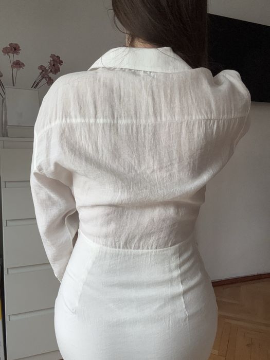 Rochie zara din panza alba - bej