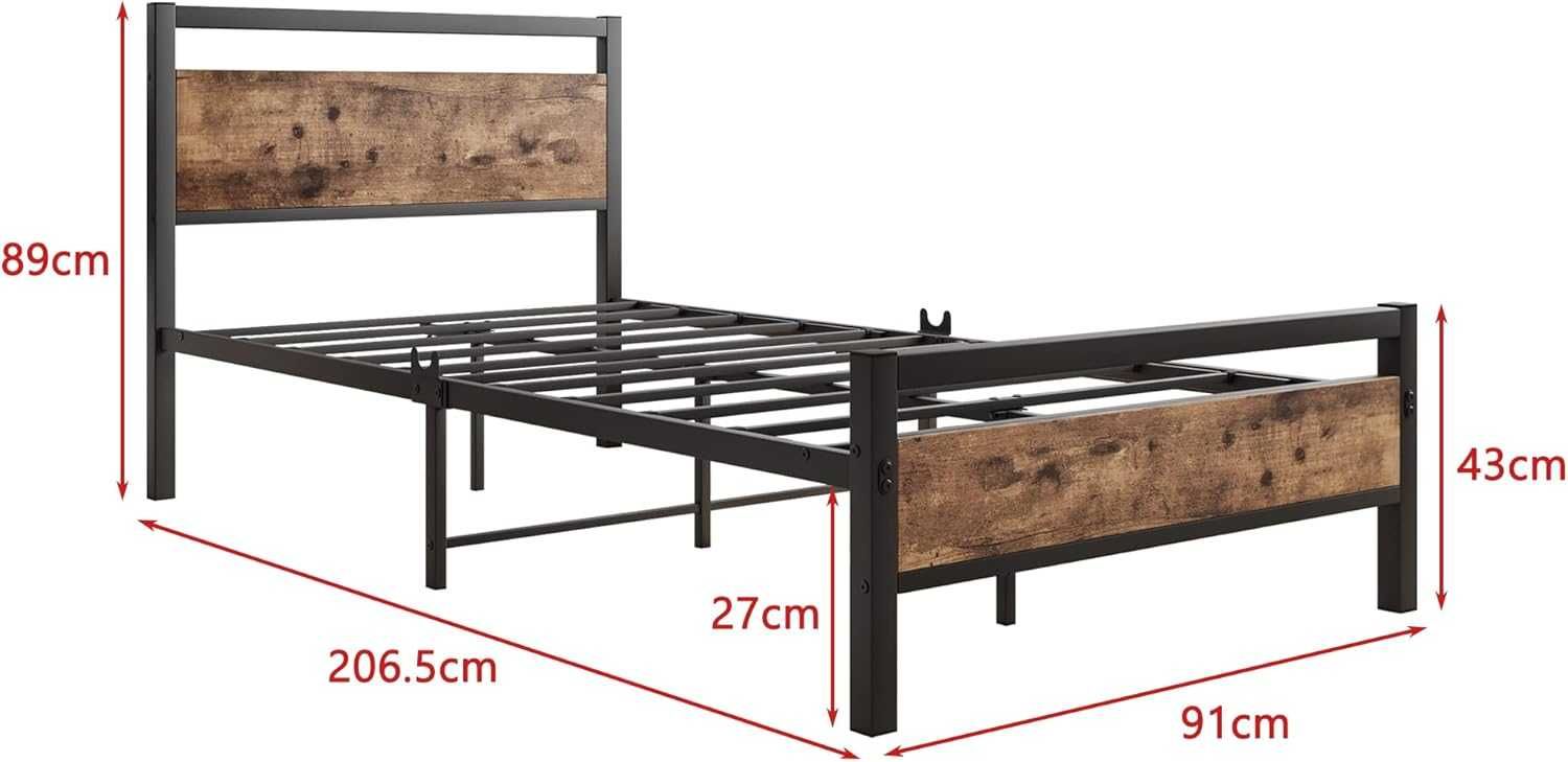 Cadru de pat cu platformă metalică JELUTE 90x200cm