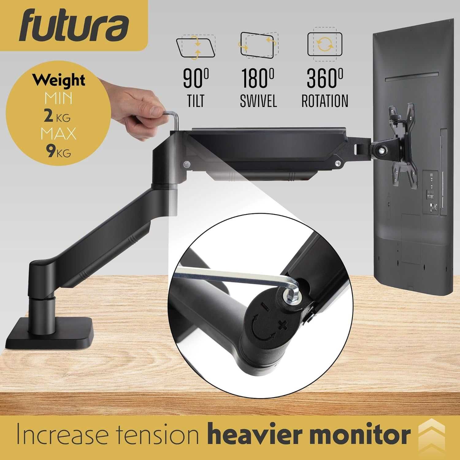 Стойка за бюро Futura за два монитора 13-32 инча,VESA 75x75 100x100 мм