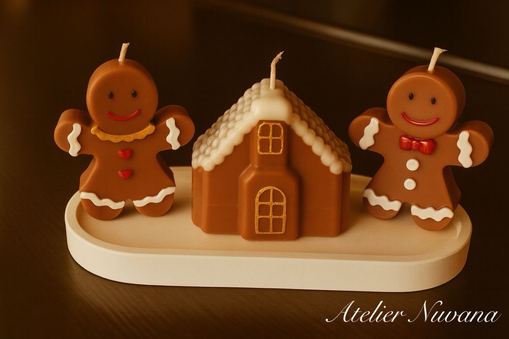 Set Crăciun Gingerbread – 3 lumânări handmade – ediție limitată