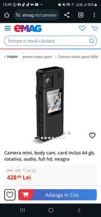 Camera mini, body cam, card inclus 64 gb, rotativa, audio, full hd, ne