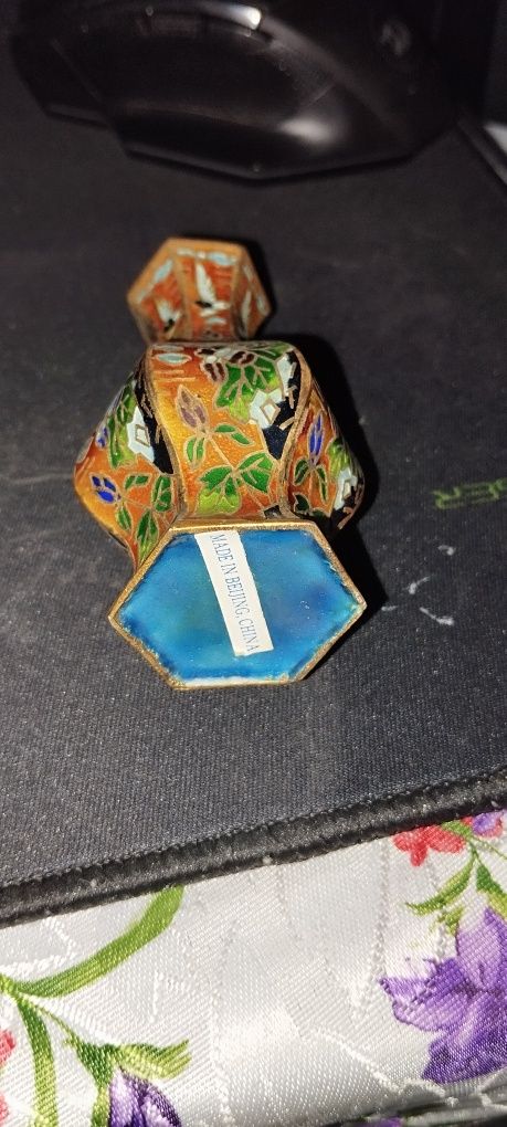 Set vintage China: vază cloisonné impecabilă + scrumieră porțelan