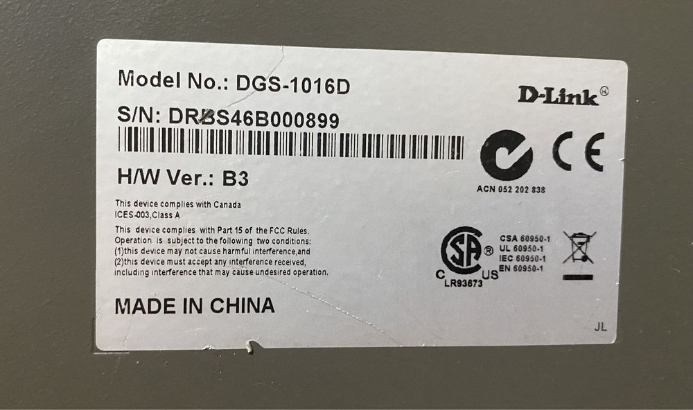 Коммутатор/Switch D-link DGS-1016D
