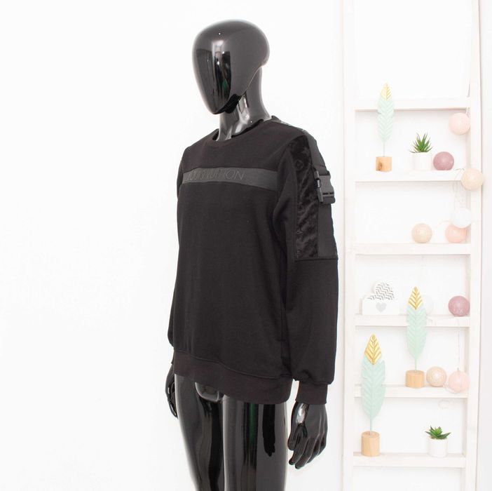 Louis Vuitton мъжки пуловер тип суичър черен плюш на ръкавите М