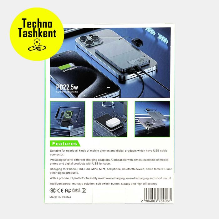 Внешний аккумулятор повербанк RPB12 Reex 10000 Magsafe,быстрая зарядка