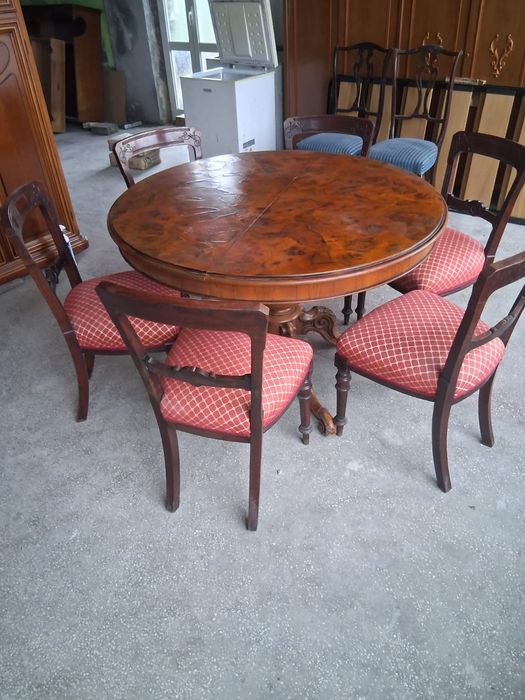 Masă de lemn masiv +6 scaune