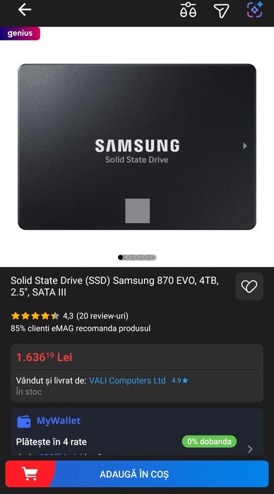 Ssd Samsung 870 QVO de 4Tb memorie