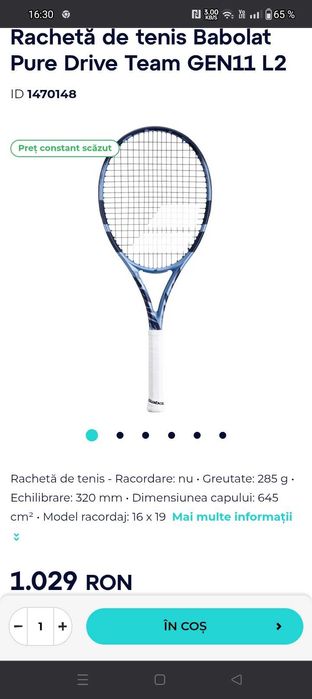 Vând racheta Babolat Pure Drive