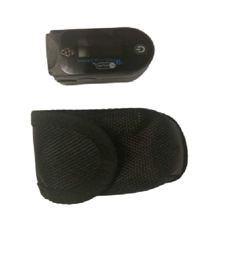 Pulsoximetru, cu Bluetooth, cu husa de protectie, negru