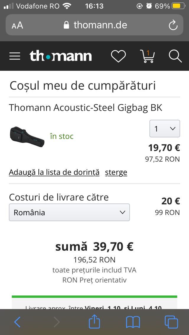 Husa Thomann E-Guitar Gigbag Deluxe Chitara Acustica