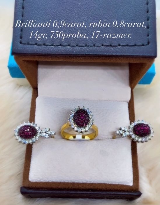 Komplekt s brillyantami 0,9carat, rubini 0,8carat