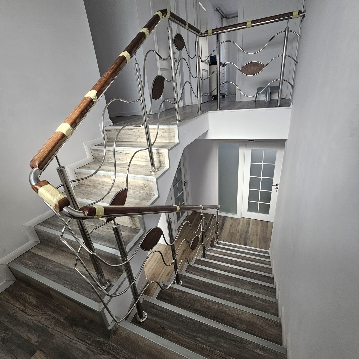 Balustrade sticla inox lemn