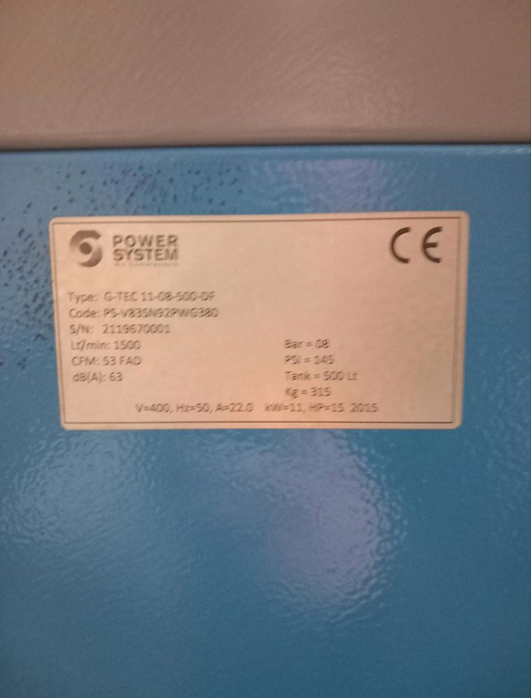 power systems g-tec 11-08-500-df compresor cu șurub 500l