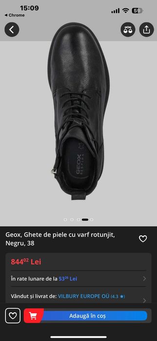 Ghete Barbati Piele Naturala GEOX Respira D16LQA - 41, Negru