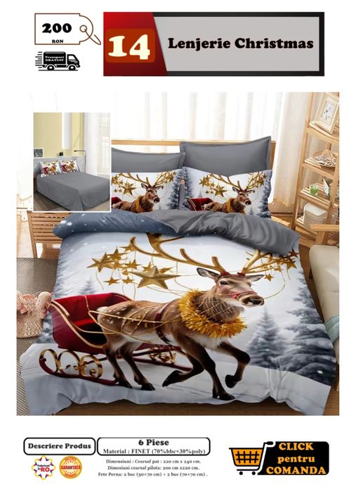 Lenjerie de pat cu model festiv