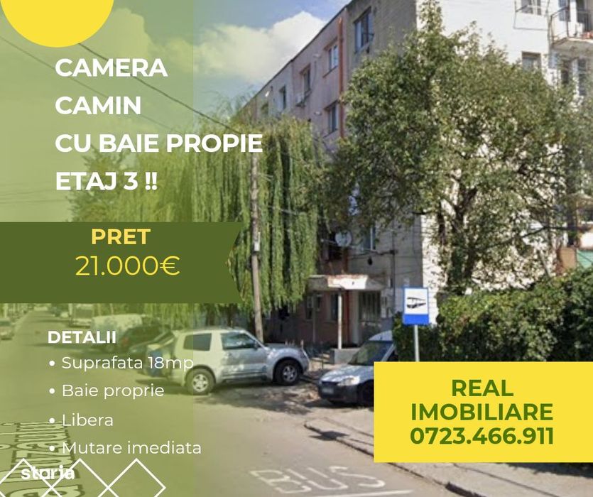 Camera camin 18mp, cu baie proprie, etaj 3 !