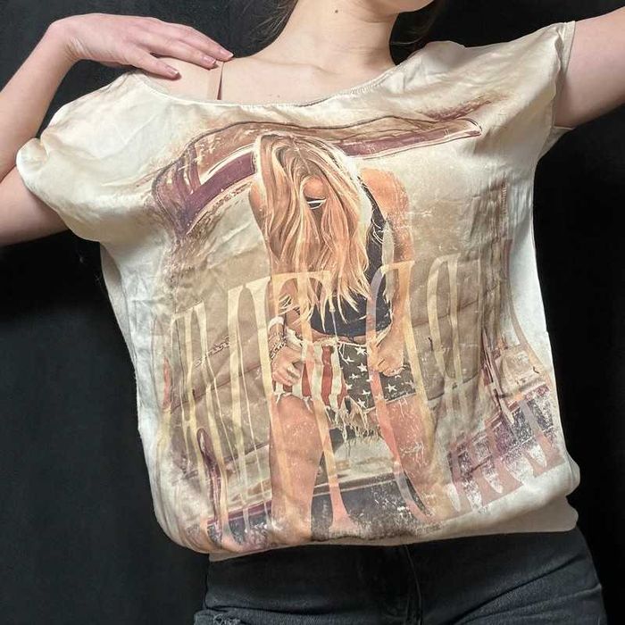 Tricou bej Bershka