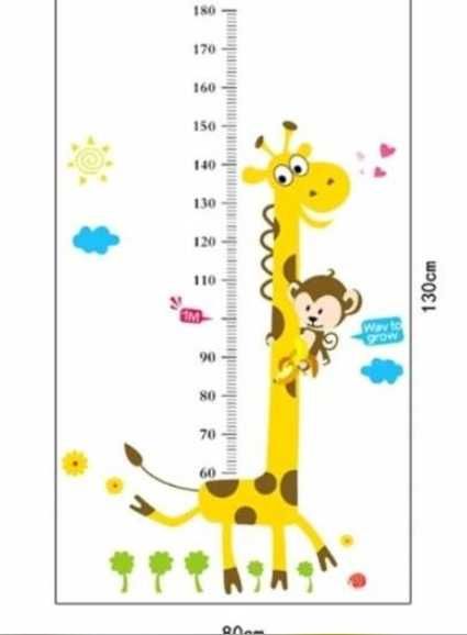 Sticker de perete autoadeziv camera copii cu grila inaltime girafa