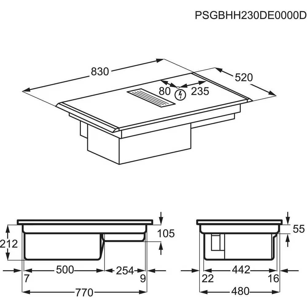 Индукционен плот с аспиратор AEG  XCD6847AS