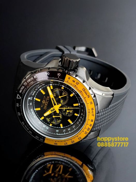 INVICTA Aviator Black/Yellow 50 mm, Инвикта нов ръчен часовник