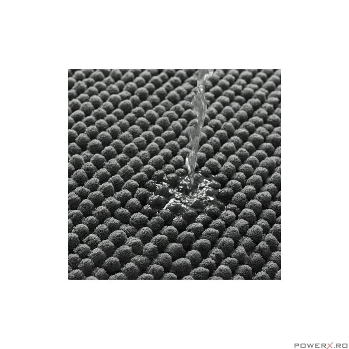 Covoras pentru baie, moale, pufos, gri, antiaderent, 50x80cm, Sepio