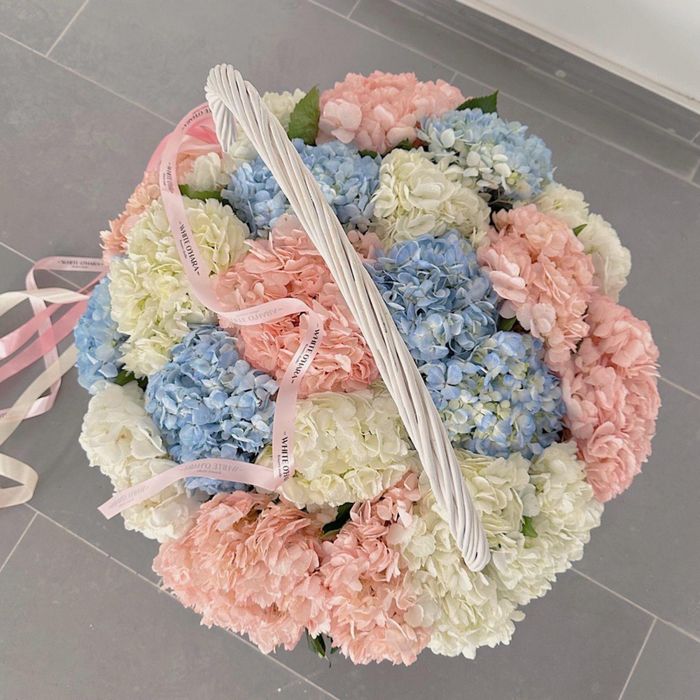 Корзина с гортензиями